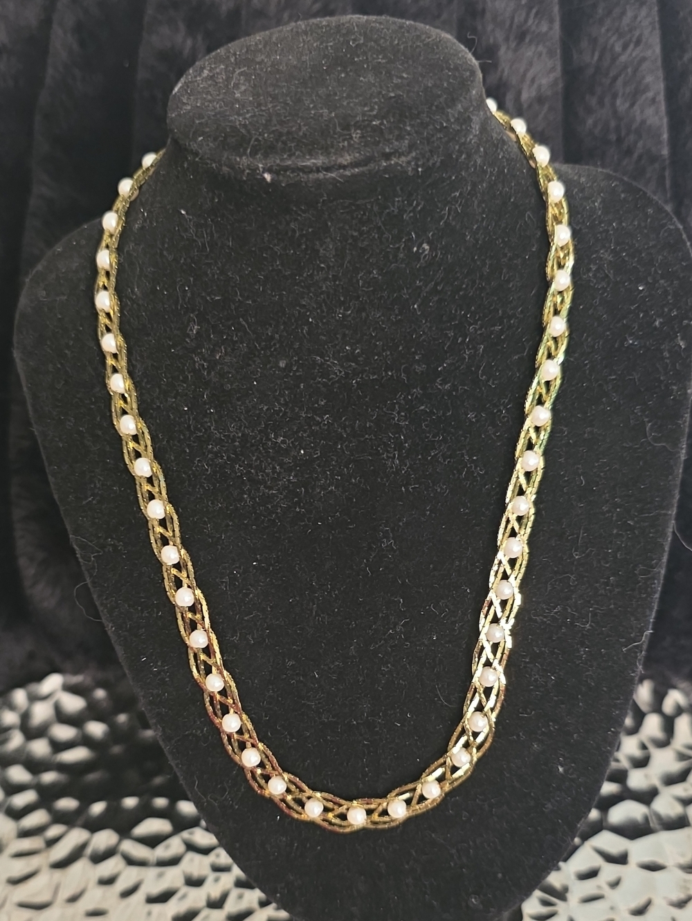 Gold Chain Necklace with White Pearl Accents - Timeless Women's Jewelry